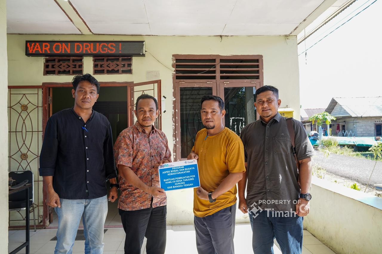 Menjaga Rasa Aman dari Desa, PT TIMAH Bantu Bangun Pos Kamling dan Lengkapi HT untuk Warga Tanjung Gunung