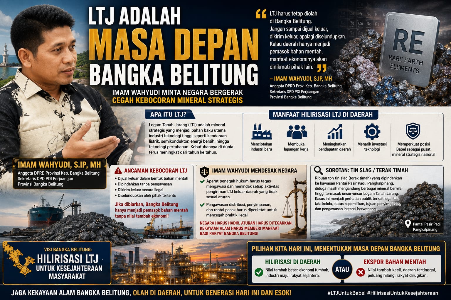 LTJ Adalah Masa Depan Bangka Belitung, Imam Wahyudi Minta Negara Bergerak Cegah Kebocoran Mineral Strategis
