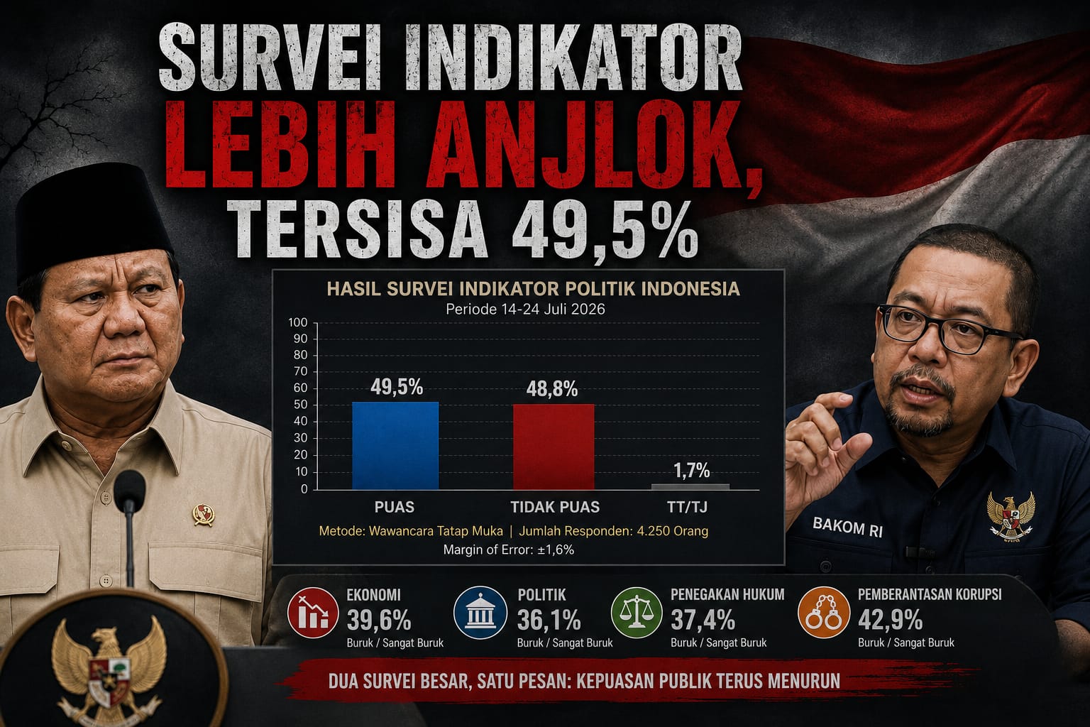 Kepuasan Prabowo di Angka 49,5 Persen, Survei Indikator Perkuat Temuan SMRC yang Mencatat 51,1 Persen
